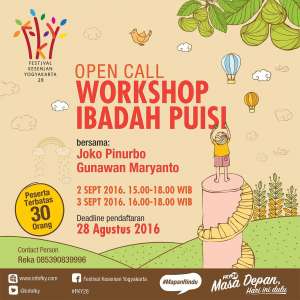 Workshop Ibadah Puisi | Joko Pinurbo & Gunawan Maryanto | FKY28 | Pendaftaran 28 Agustus 2016 