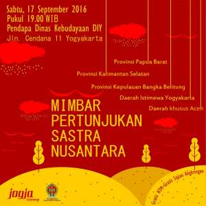 Mimbar Pertunjukkan Sastra | 17 September 2016 | 19.00 WIB | Pendapa Dinas Kebudayaan DIY