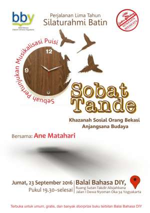 Musikalisasi Puisi 'Sobat Tande' | 23 September 2016 | 19.30 WIB | Balai Bahasa DIY