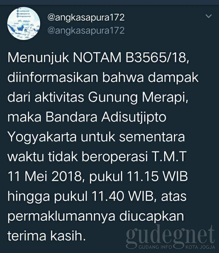 Pasca Letupan Freatik Merapi, Bandara Adisucipto Sudah Kembali Beraktivitas Pasca Letupan Freatik Merapi, Bandara Adisucipto Sudah Kembali Beraktivitas