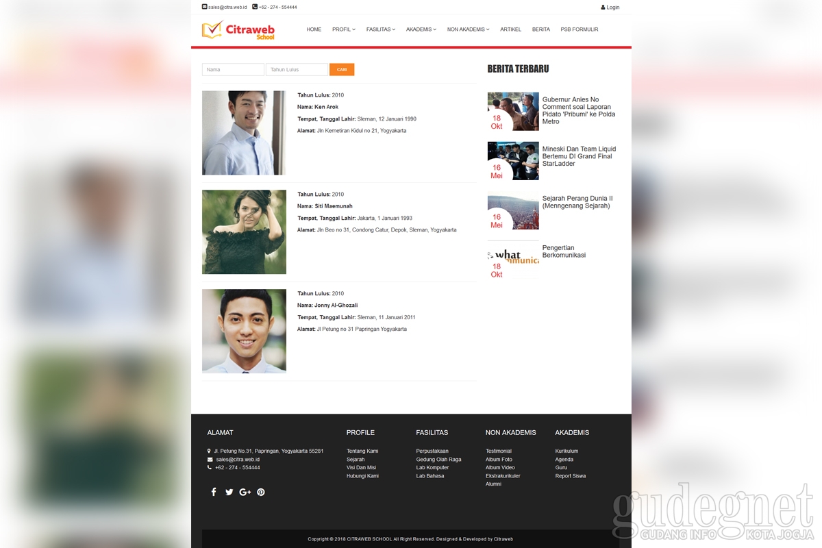 Dengan Citraweb School, Data Alumni Terjaga di Web Sekolah Dengan Citraweb School, Data Alumni Terjaga di Web Sekolah