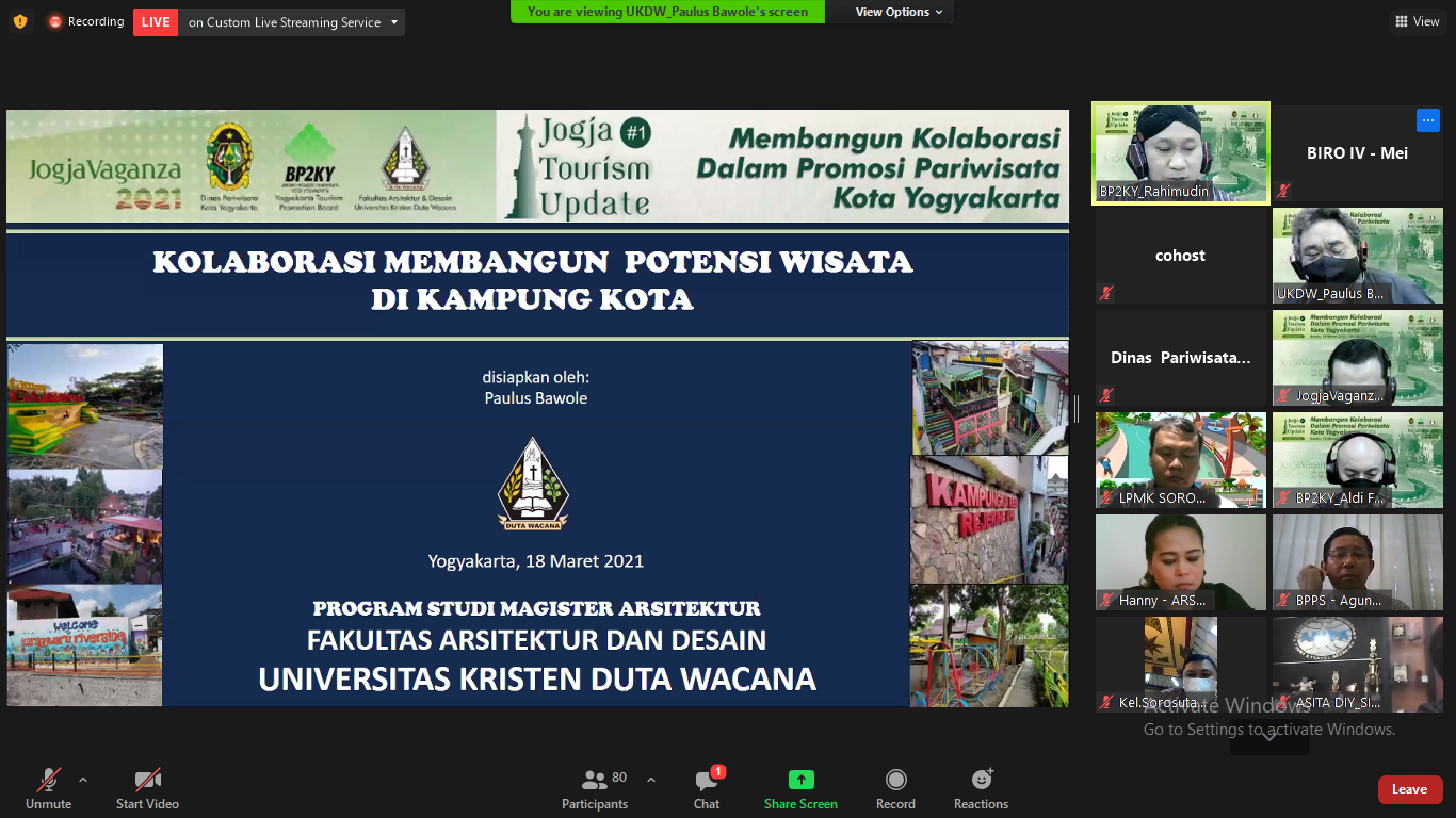 Webinar UKDW: Pentingnya Kolaborasi untuk Pemulihan Pariwisata Yogyakarta Webinar UKDW: Pentingnya Kolaborasi untuk Pemulihan Pariwisata Yogyakarta