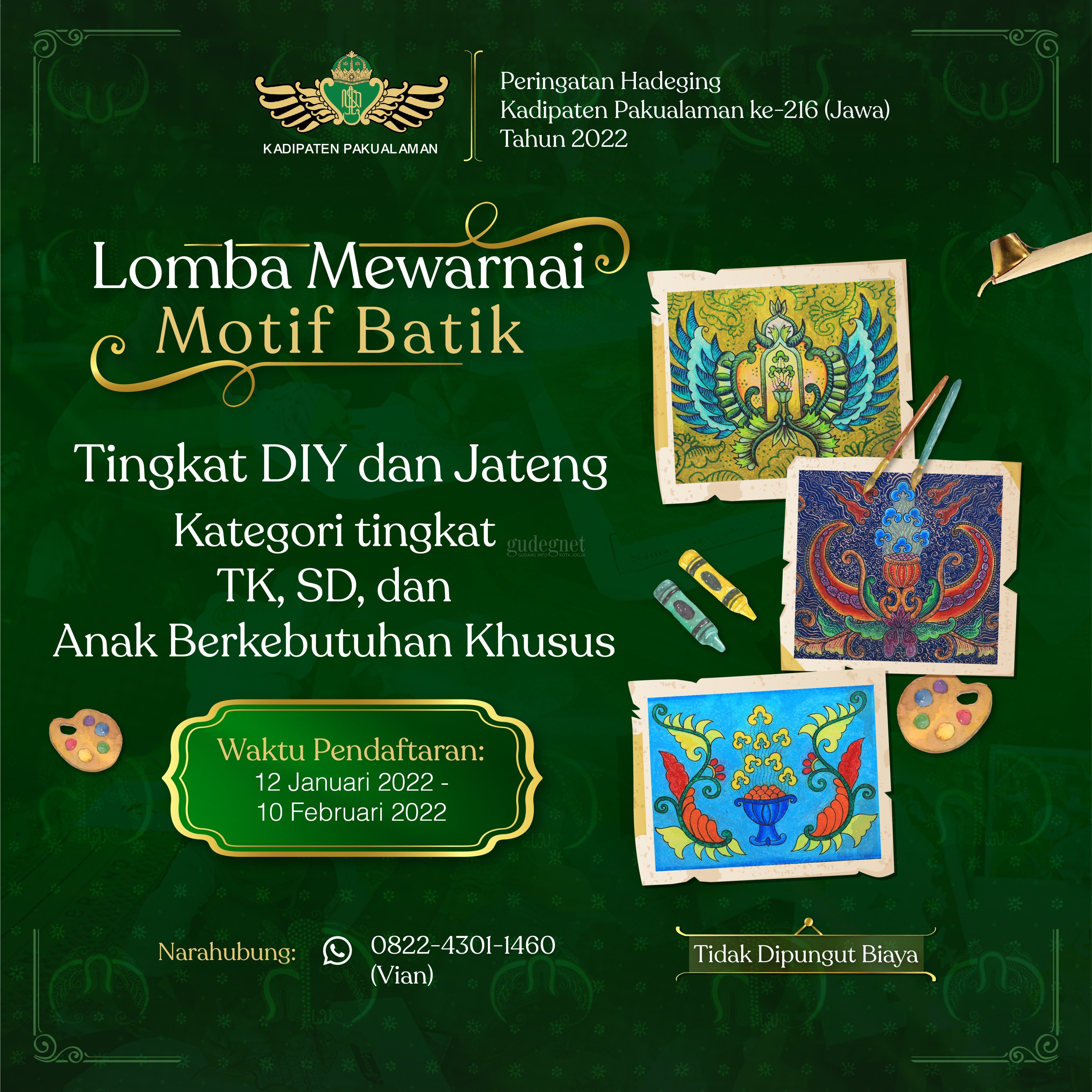 Pakualaman Gelar Lomba Mewarnai Batik Untuk Anak, Ini Syarat dan Cara Daftarnya Pakualaman Gelar Lomba Mewarnai Batik Untuk Anak, Ini Syarat dan Cara Daftarnya